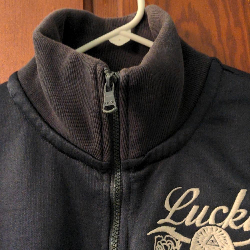 Zara Street Cat Apparel Black Lucky 13 Varsity Jacket - Picture 8 of 10